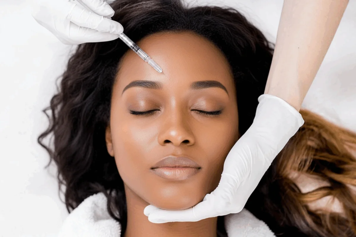 Botox neuromodulator injection smoothing forehead wrinkles