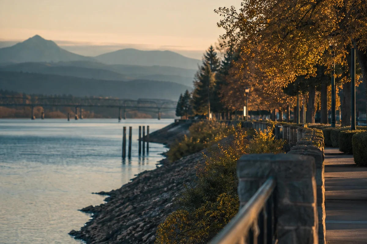 A golden-hour landscape near Vancouver, Washington