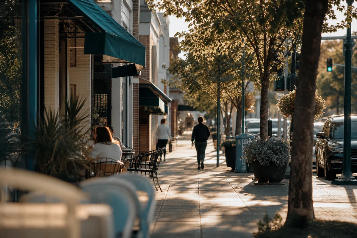 A golden-hour local scene of daily working life in Vancouver, Washington
