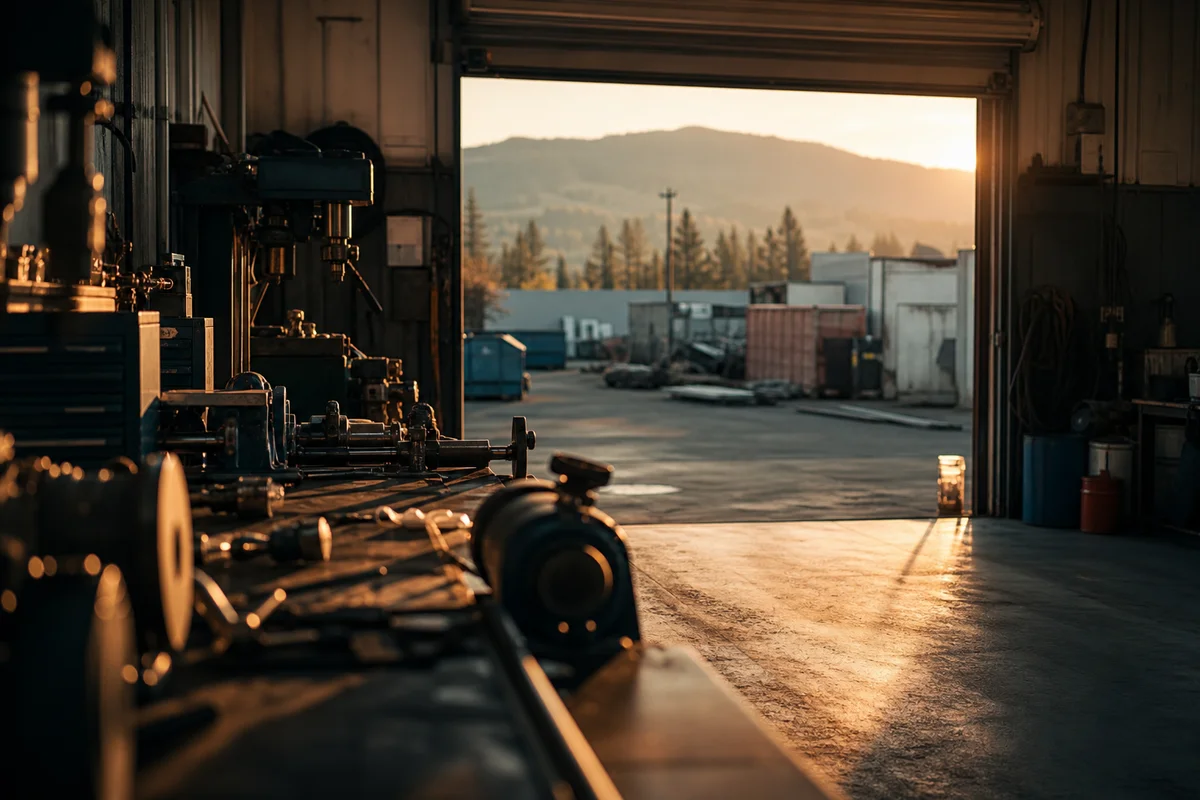 A golden-hour local scene of daily working life in Spokane Valley, Washington