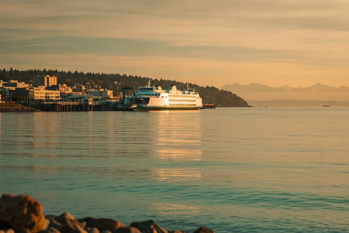 A calm Edmonds landscape at golden hour