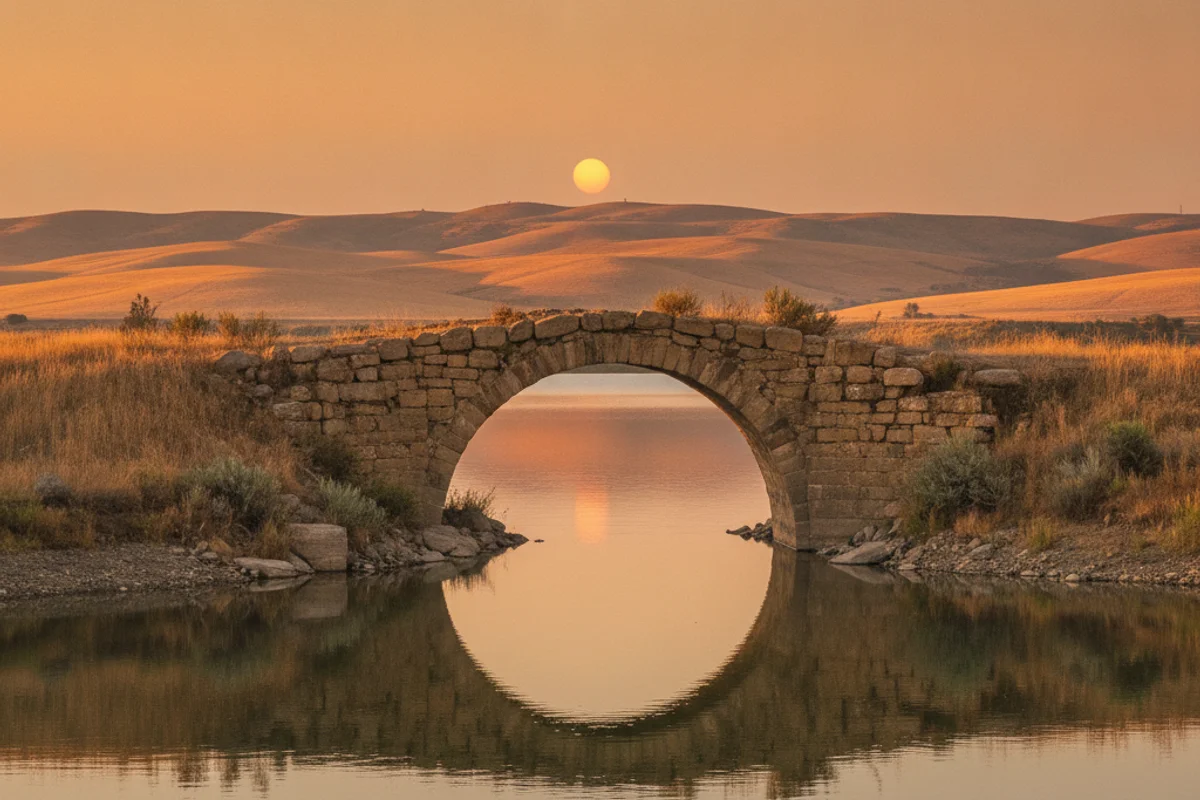 A calm Moses Lake landscape at golden hour
