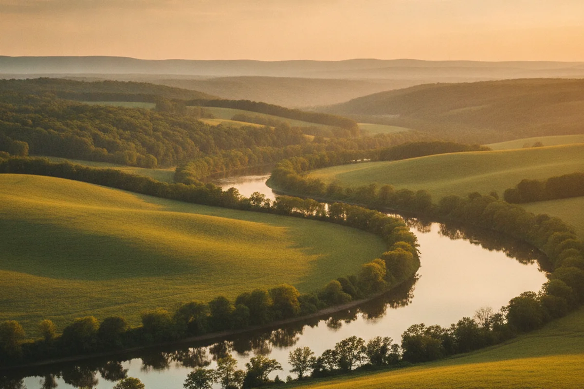 New York State Hudson Valley landscape at golden hour